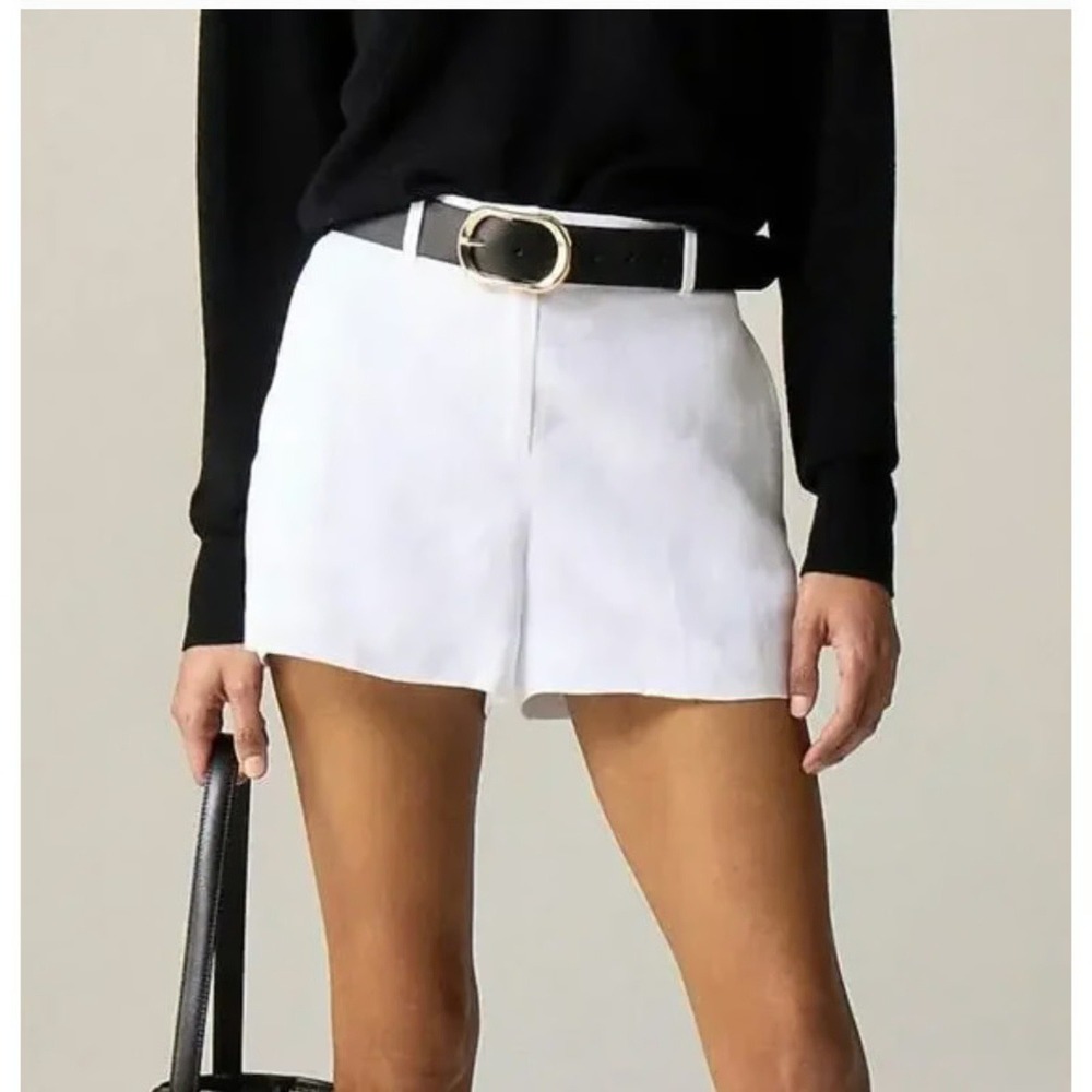 J Crew Womens 3" Harbor Linen Shorts Size Medium White Lined Natural Fiber NWT